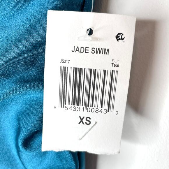 Jade Swim Yara Strapless Shirred One Piece Swimsuit In Teal Shimmer Size XS New - Picture 9 of 11